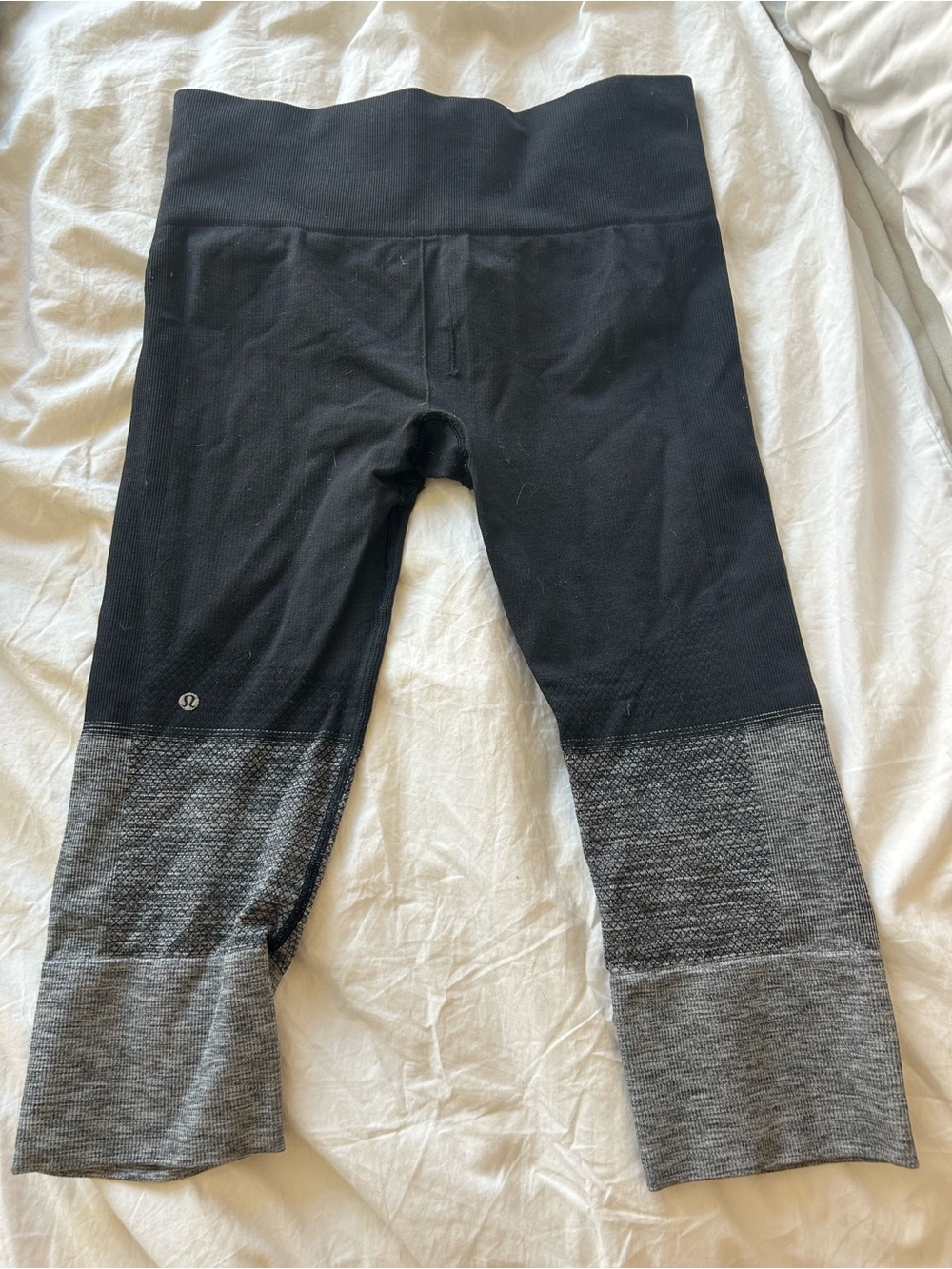 lululemon athletica Black and Gray Colorblock calf leggings